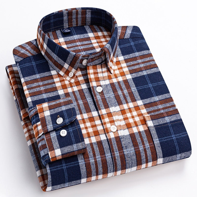 100 Cotton Plaid Long-sleeve Shirt For Layering Or Wearing On Its Own