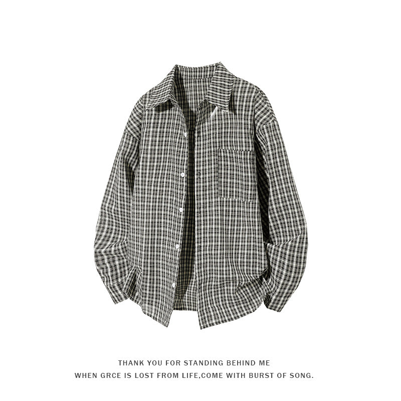 Mens Plus-Size Plaid Long-Sleeve Shirt