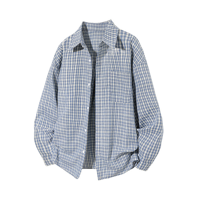 Mens Plus-Size Plaid Long-Sleeve Shirt
