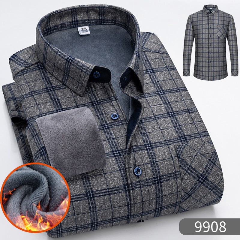 Warm Fleece-Lined Thickened Shirts For Middle-Aged And Senior Men