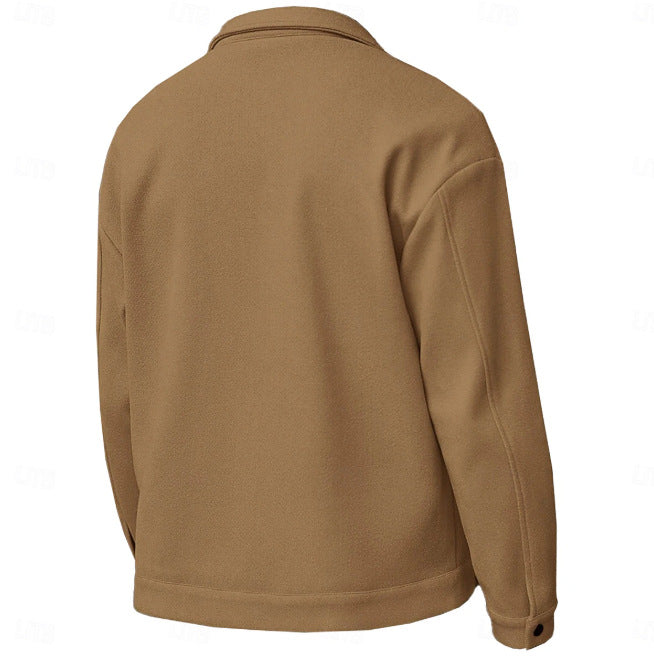 Mens Stylish Casual Wool Coat With A Lapel