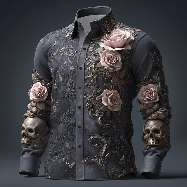 Mens Stylish Casual Long-sleeve Lapel Shirt