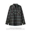 Mens Casual Retro Plaid Lapel Shirt
