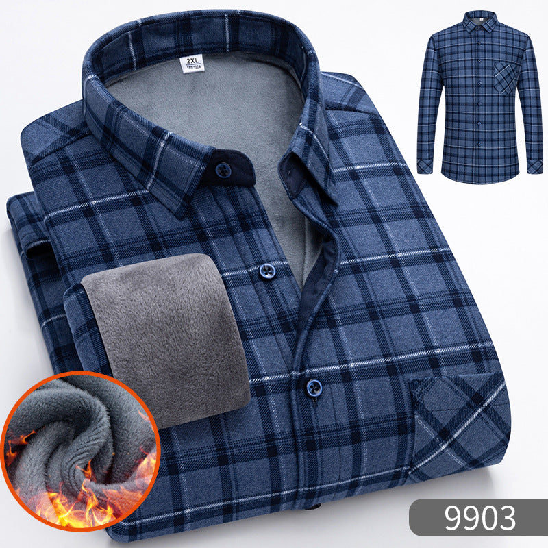 Warm Fleece-Lined Thickened Shirts For Middle-Aged And Senior Men