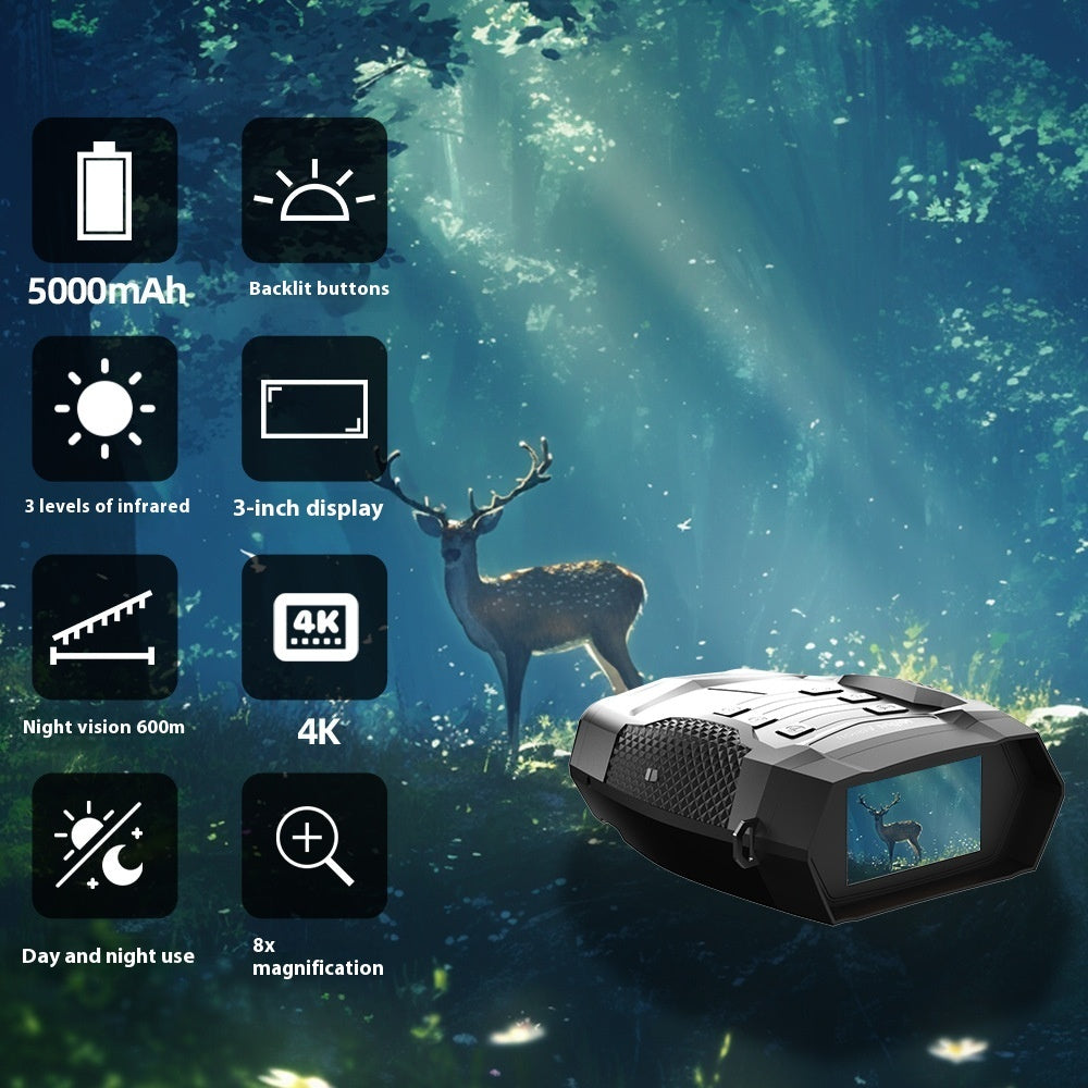 4K Low Light Full Color Outdoor Night Vision Camera Video Handheld HD Digital Infrared Double Tube Night Vision Instrument