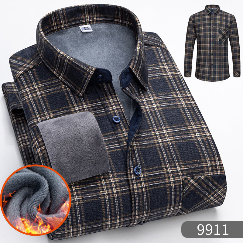 Warm Fleece-Lined Thickened Shirts For Middle-Aged And Senior Men
