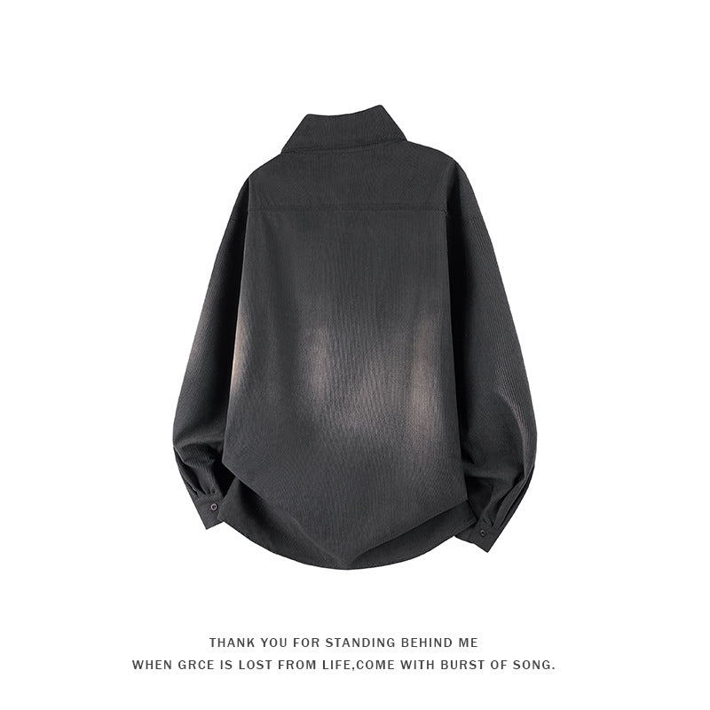 Mens Retro Loose-Fit Long-Sleeve Shirt