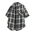 Mens Casual Short-sleeve Plaid Shirt Jacket