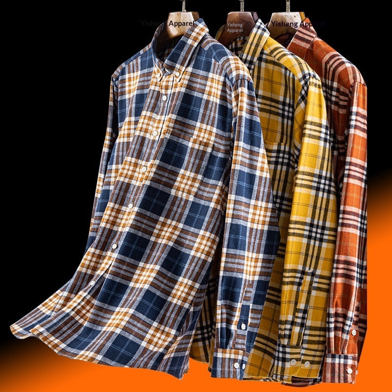 100 Cotton Plaid Long-sleeve Shirt For Layering Or Wearing On Its Own