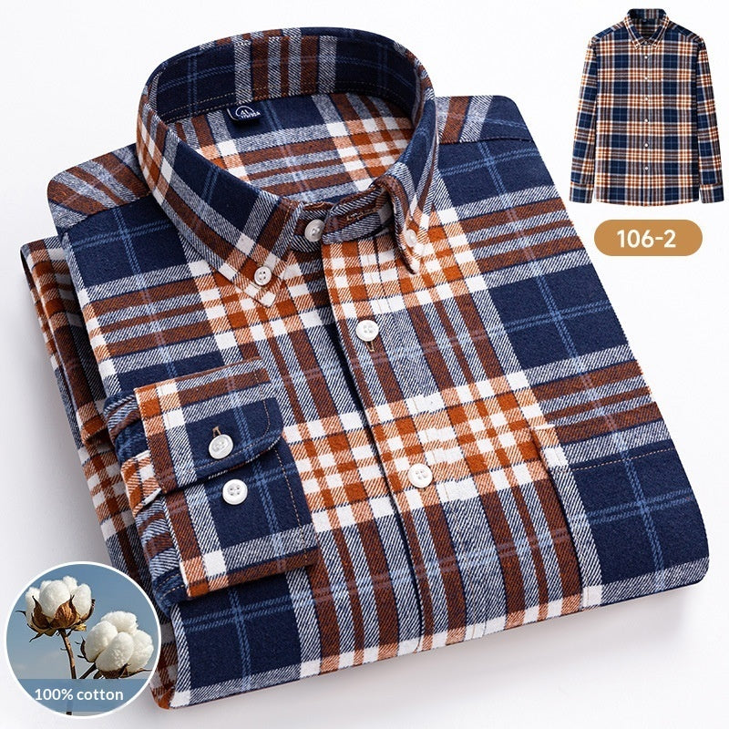 100 Cotton Plaid Long-sleeve Shirt For Layering Or Wearing On Its Own