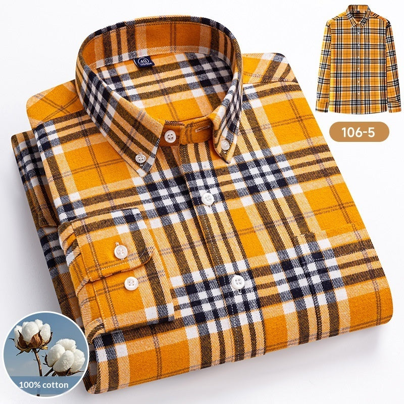 100 Cotton Plaid Long-sleeve Shirt For Layering Or Wearing On Its Own