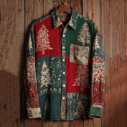 Fall Fashion Mens Christmas Floral Shirt