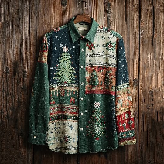 Fall Fashion Mens Christmas Floral Shirt