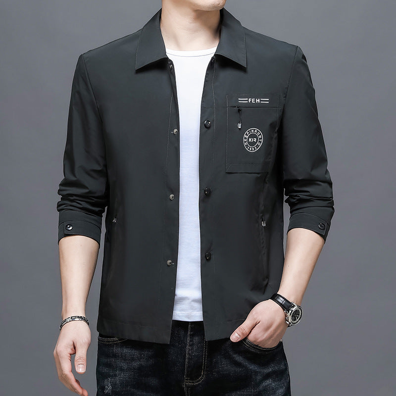 Mens Casual Lapel Top Wrinkle-free Mens Jacket
