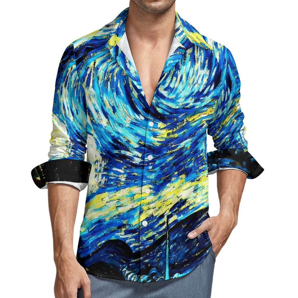 Stretch Bamboo-Stripe Casual Shirt With Digital Print For Export