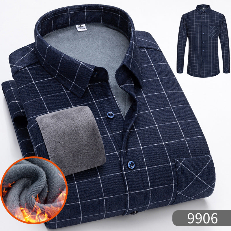 Warm Fleece-Lined Thickened Shirts For Middle-Aged And Senior Men
