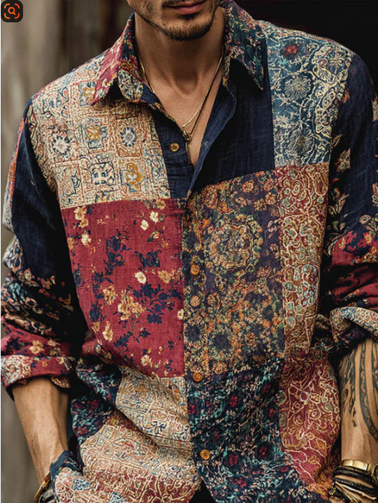 Fall Fashion Mens Christmas Floral Shirt
