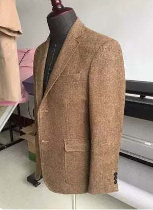 Autumn Winter Woolen American-style Retro Slim-fit Hunting Suit Casual Blazer