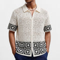 Mens Short-Sleeve Water-Soluble Hollow-Out Knit Top