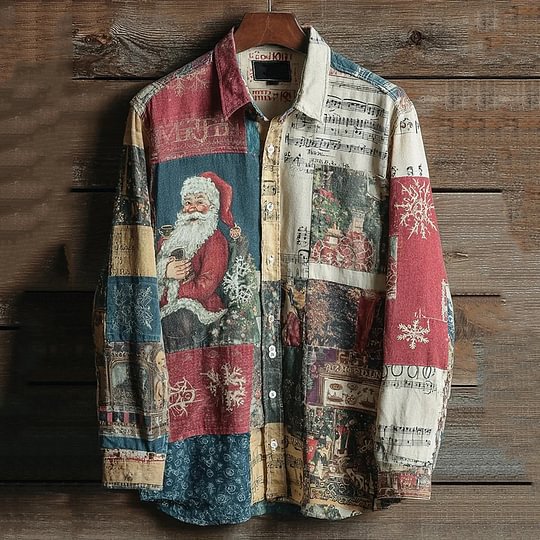 Fall Fashion Mens Christmas Floral Shirt