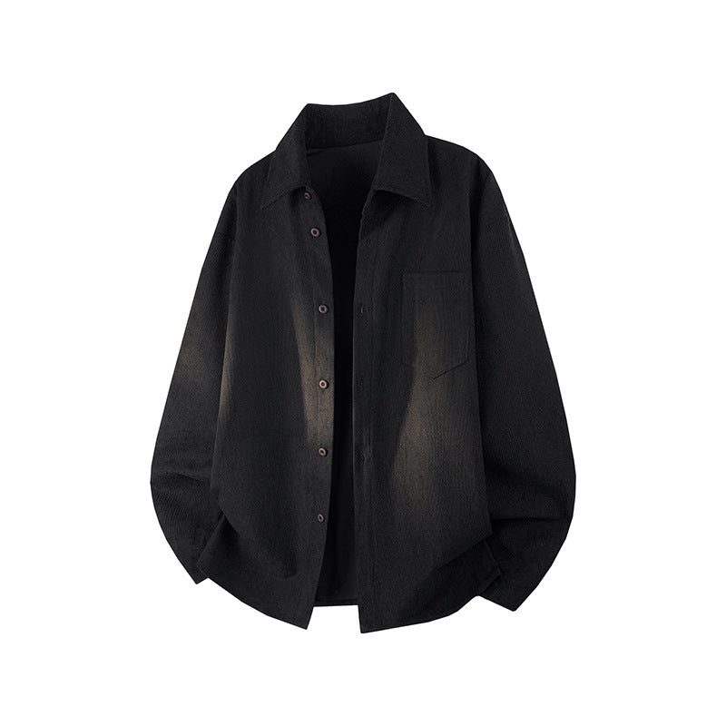 Mens Retro Loose-Fit Long-Sleeve Shirt