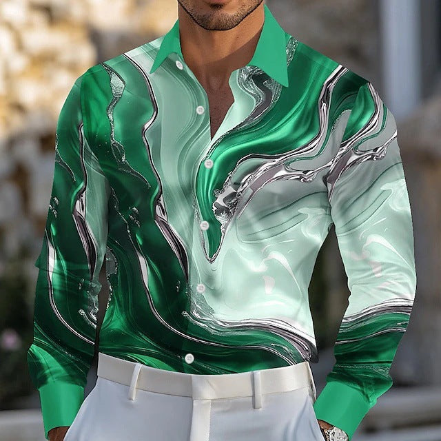 Mens Stylish Casual Long-sleeve Lapel Shirt