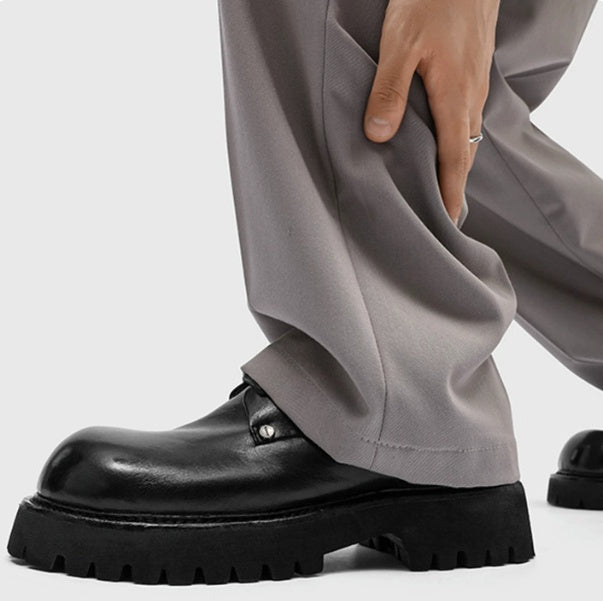 Mens Commuter Casual Leather Shoes With Thick Soles