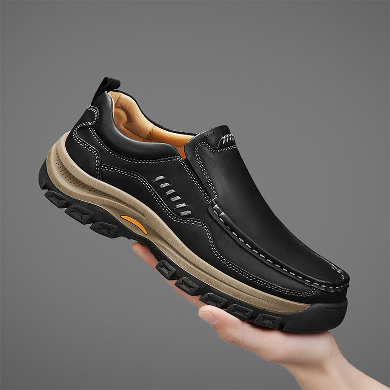 Mens British-style Casual Leather Shoes For Outdoor Hiking