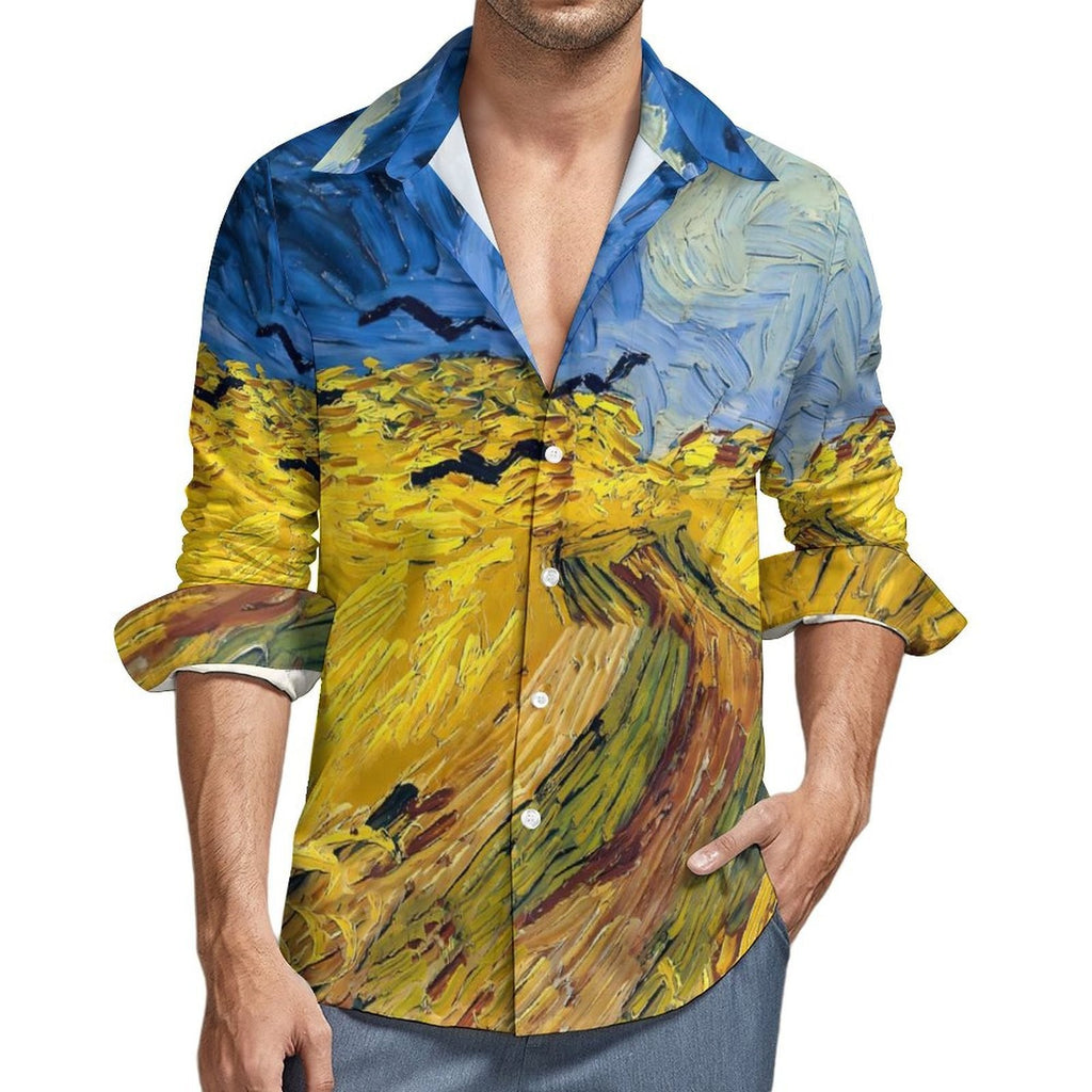Stretch Bamboo-Stripe Casual Shirt With Digital Print For Export