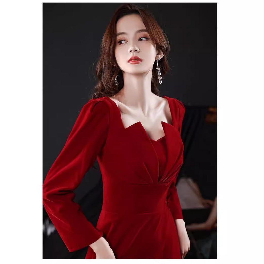 Burgundy Evening Dress For Women Petite Wedding & Engagement Gown