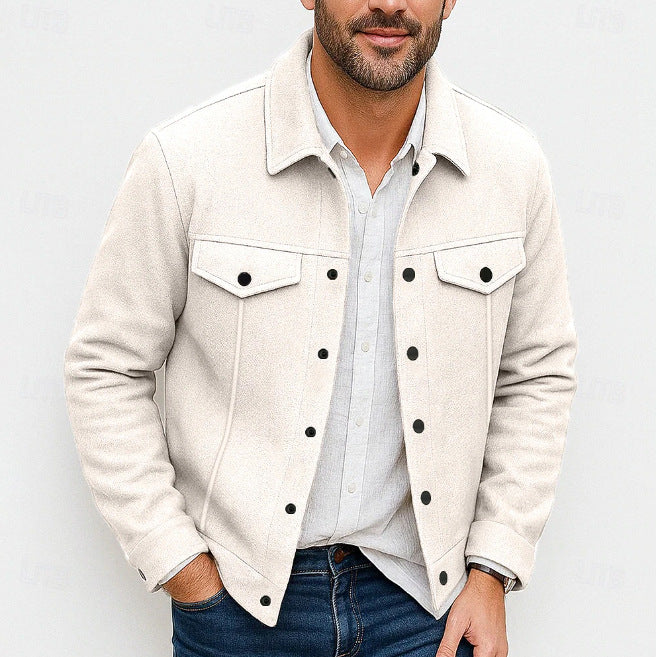 Mens Stylish Casual Wool Coat With A Lapel