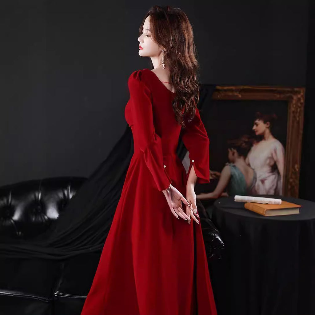 Burgundy Evening Dress For Women Petite Wedding & Engagement Gown