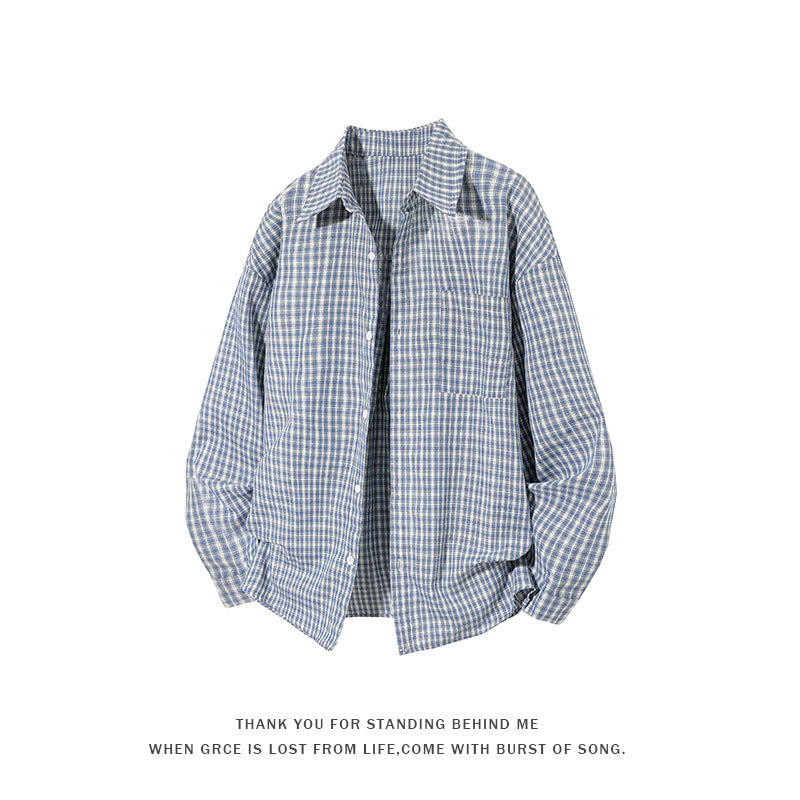 Mens Plus-Size Plaid Long-Sleeve Shirt