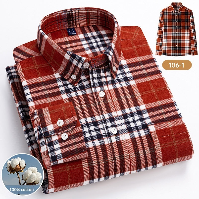 100 Cotton Plaid Long-sleeve Shirt For Layering Or Wearing On Its Own