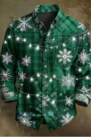 Fall Fashion Mens Christmas Floral Shirt