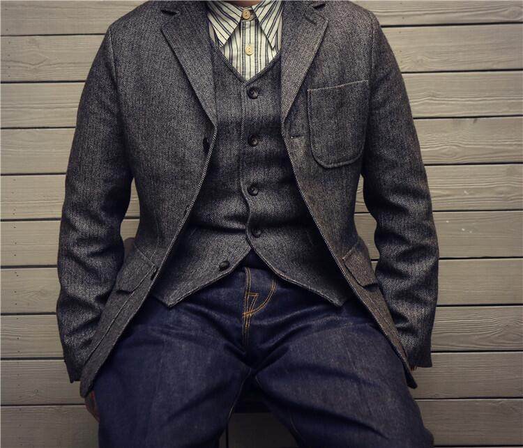 Autumn Winter Woolen American-style Retro Slim-fit Hunting Suit Casual Blazer
