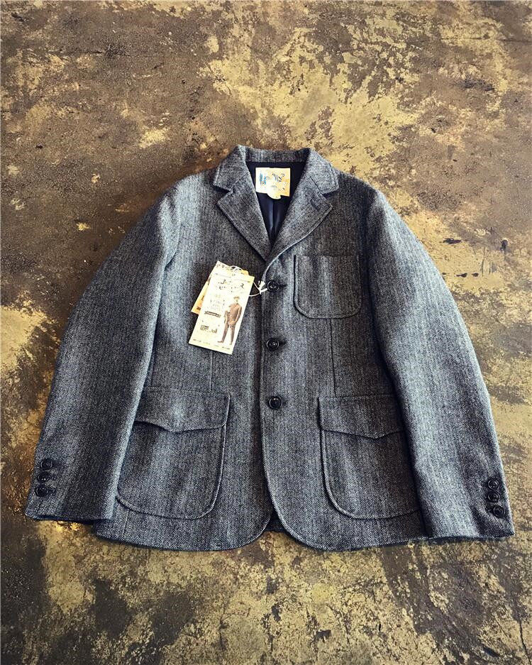 Autumn Winter Woolen American-style Retro Slim-fit Hunting Suit Casual Blazer