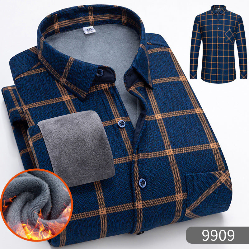Warm Fleece-Lined Thickened Shirts For Middle-Aged And Senior Men