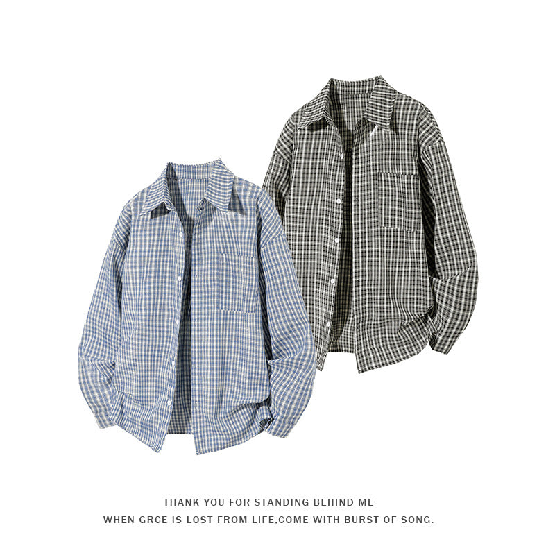 Mens Plus-Size Plaid Long-Sleeve Shirt