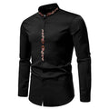 Mens Fashion Embroidered Casual Long-Sleeve Shirt