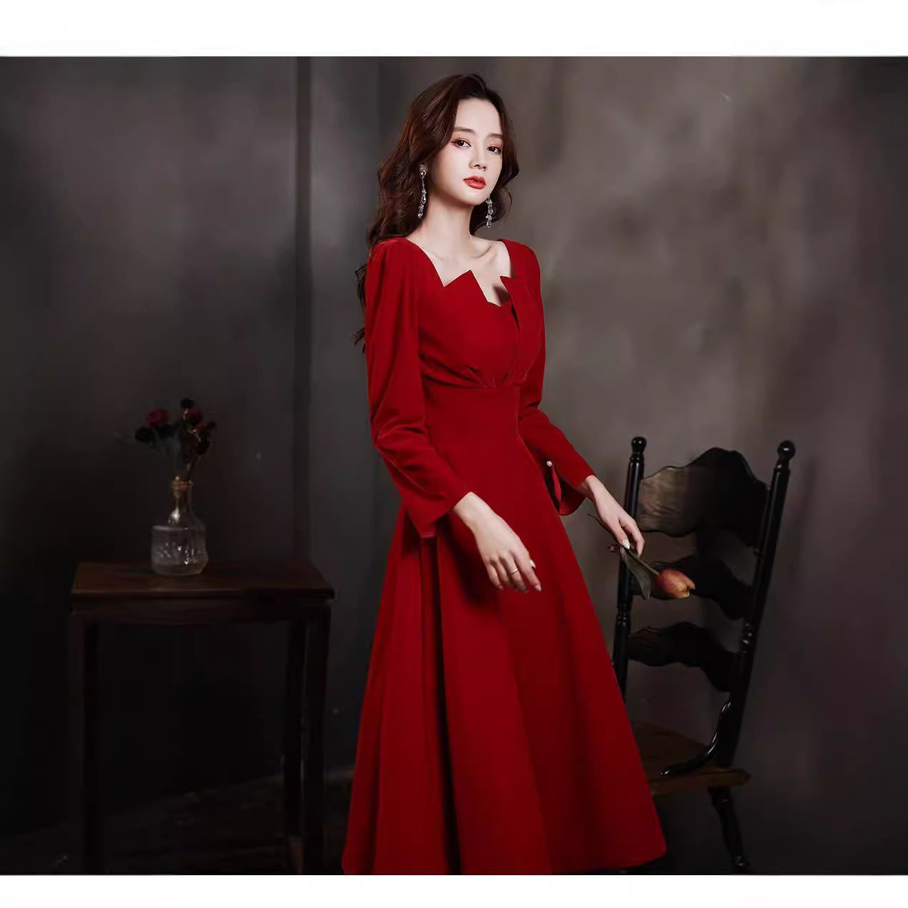 Burgundy Evening Dress For Women Petite Wedding & Engagement Gown