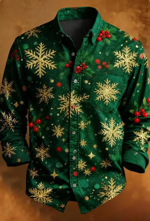 Fall Fashion Mens Christmas Floral Shirt