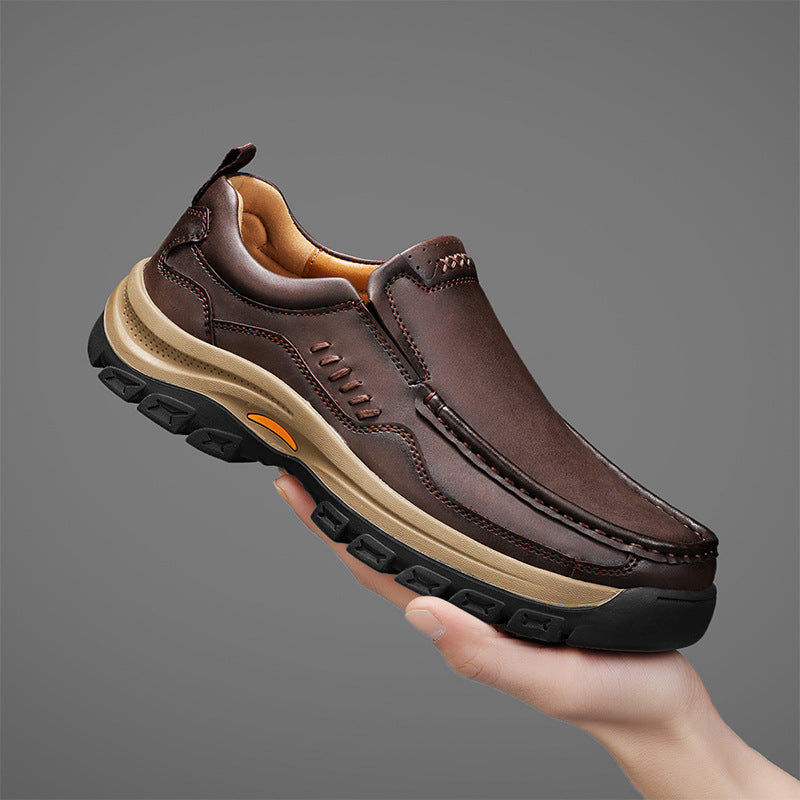 Mens British-style Casual Leather Shoes For Outdoor Hiking